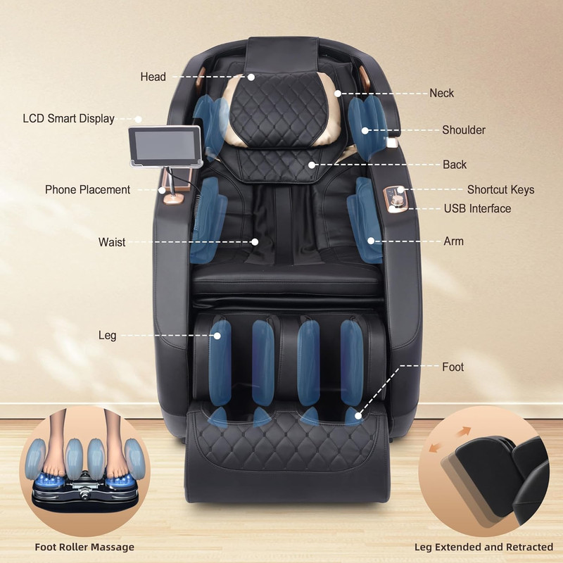 2026 4D Massage Chair Full Body, Zero Gravity Massage Chair with Sl-Track & Heat gallery