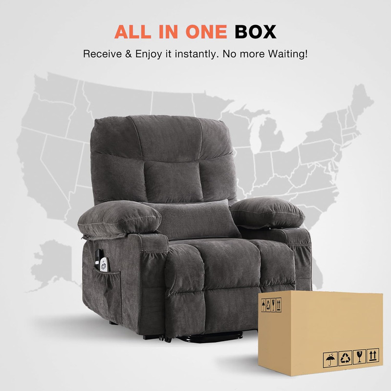 Power Lift Recliner Chair for Elderly with Vibration Massage and Lumbar Heating, gallery