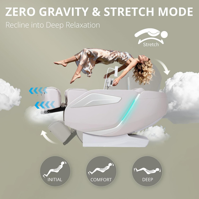 4D Full Body Massage Chair with Heat, Zero Gravity & Voice Control - Beige gallery