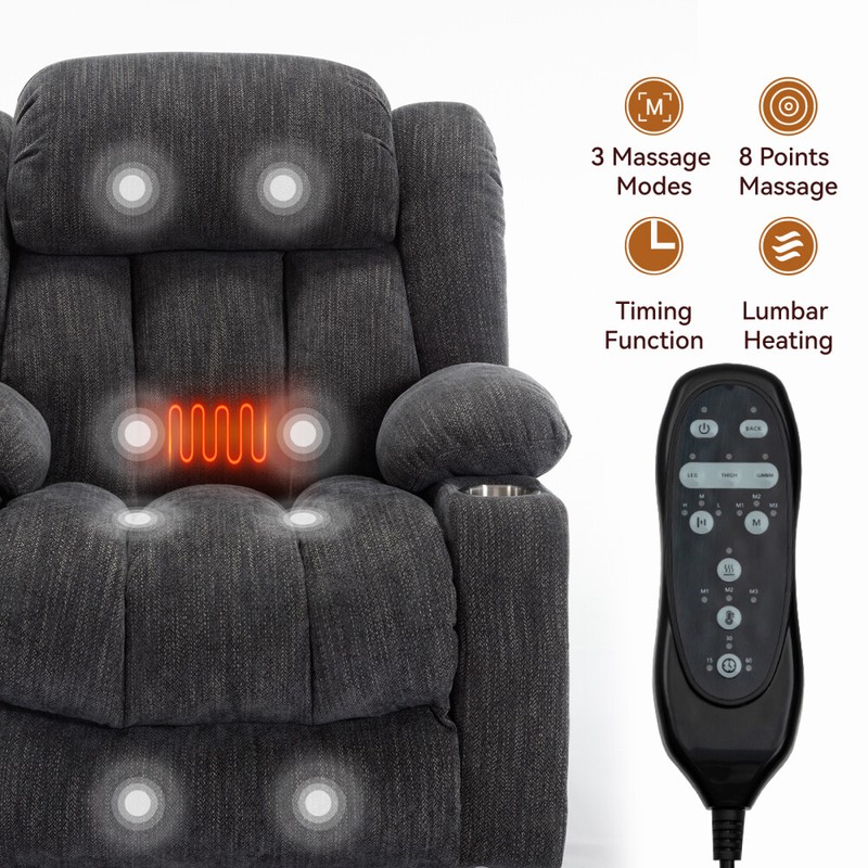 Heavy Duty Electric Massage Chairsm - Upto 350 LBS Chenille Power Recliner Chair gallery