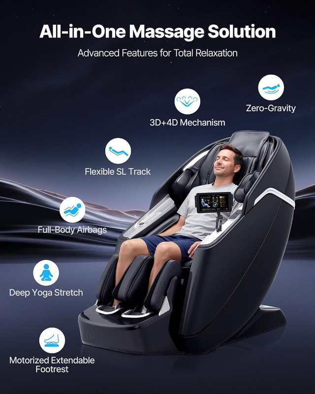 4D Full Body Massage Chair with AI Control & Yoga Stretch - Relax at Home! gallery