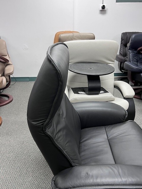 Fjords Senator Large Recliner Chair + Ottoman R Frame, Black Leather gallery