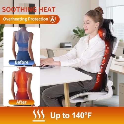 Shiatsu Back Massager with Heat, Massage Chair Pad for Full Back, Chair gallery