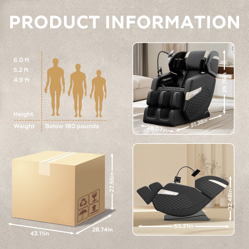 Ergonomic Massage Chair Recliner with Zero Gravity and Heating gallery