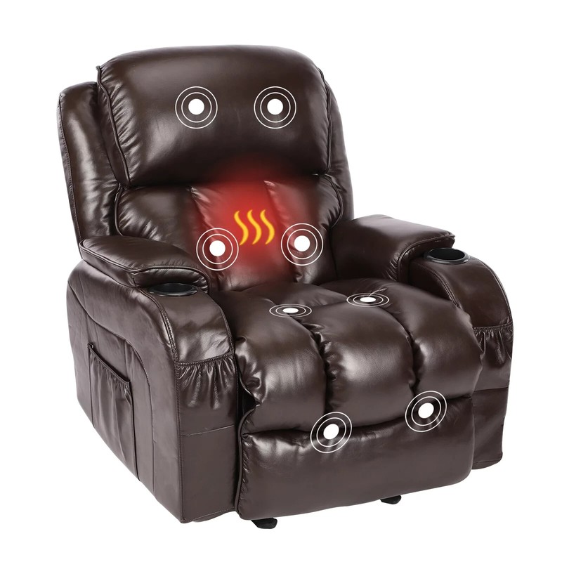 Massage Swivel Rocker Recliner Chair with Vibration Massage and Heating Pad