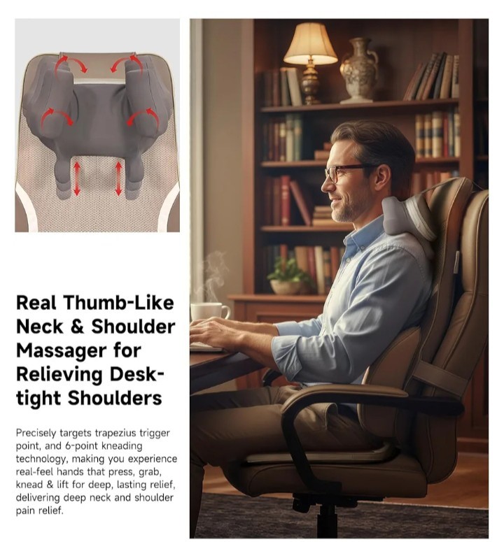 Shiatsu Back & Neck Massage Chair Seat Cushion with Heat – 4D Kneading,... gallery