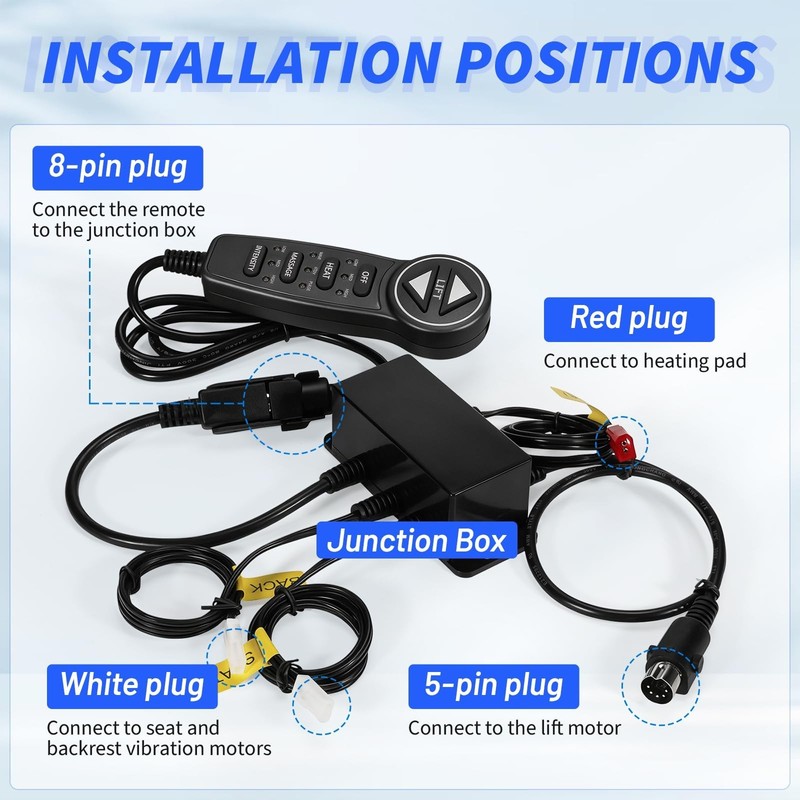 6-Button Lift Chair Remote Controller with USB Heat & Massage - Fits Most Brands gallery