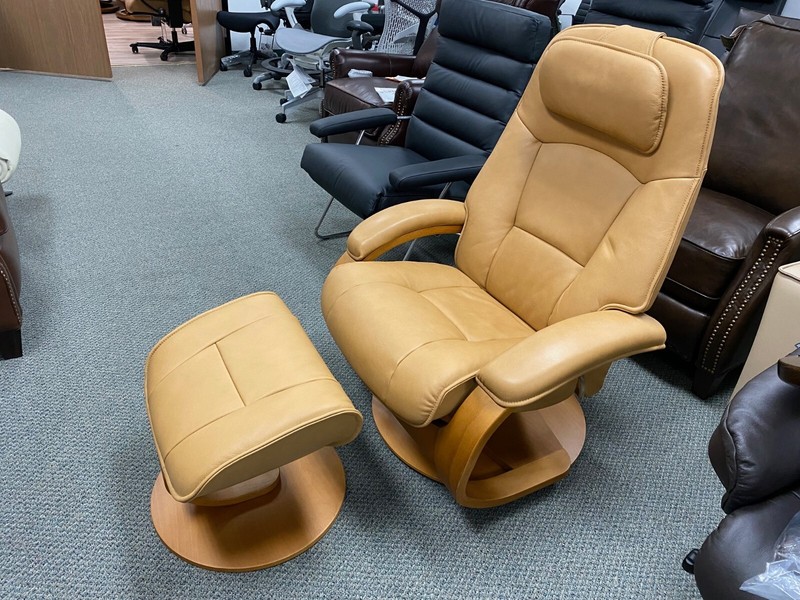 Fjords Admiral Large Recliner Chair and Ottoman AL 539 Saddle Leather Lounger gallery