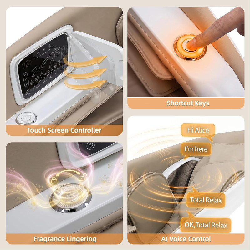 4D Zero Gravity Full Body Massage Chair with Aroma System - White gallery