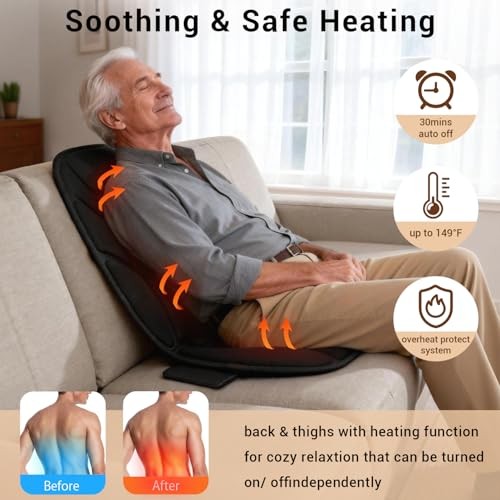 CARSHION Massage Seat Cushion with Full Back Thighs Heat Back Massager for gallery