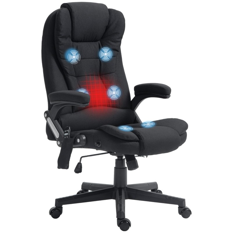 6-Point Vibrating Massage Office Chair with Heat, Reclining Backrest & Padded Ar gallery