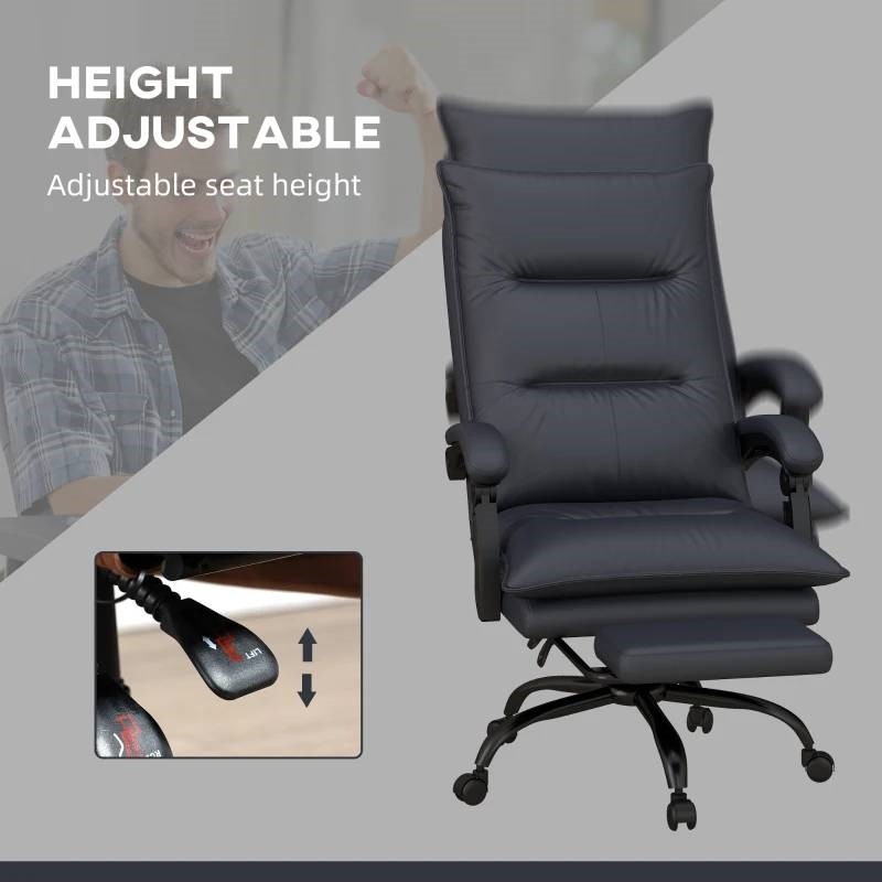Executive Office Chair Double Padded Heated Massage Chair Footrest Charcoal gallery