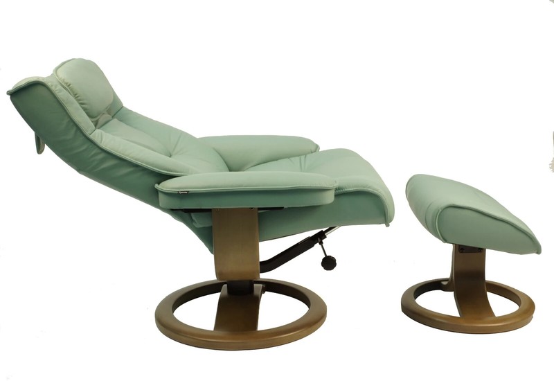 Fjords Regent Small Recliner Chair and Ottoman AL546 Astro Line Ivory Leather gallery