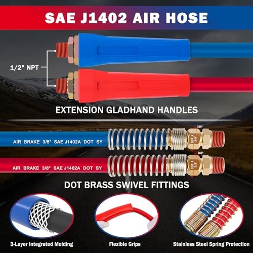 Semi Truck Air Lines Kit with 16" Double Tender Spring Kit 12 FT Double Spring gallery