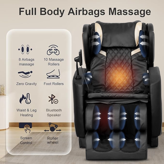 New Full Body Air Pressure Shiatsu Massage Chair Recliner ZERO GRAVITY Black gallery