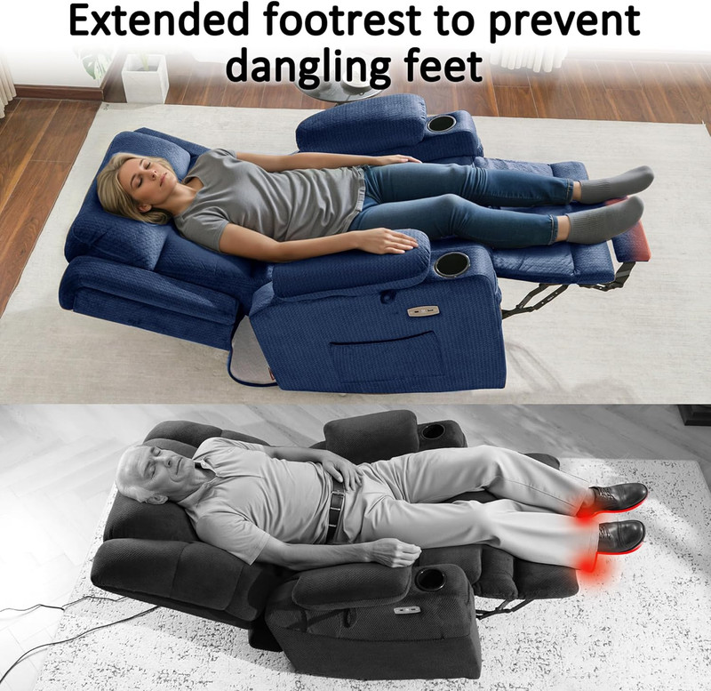 Navy Blue Power Lift Recliner with Massage, Heat & USB for Elderly Comfort gallery