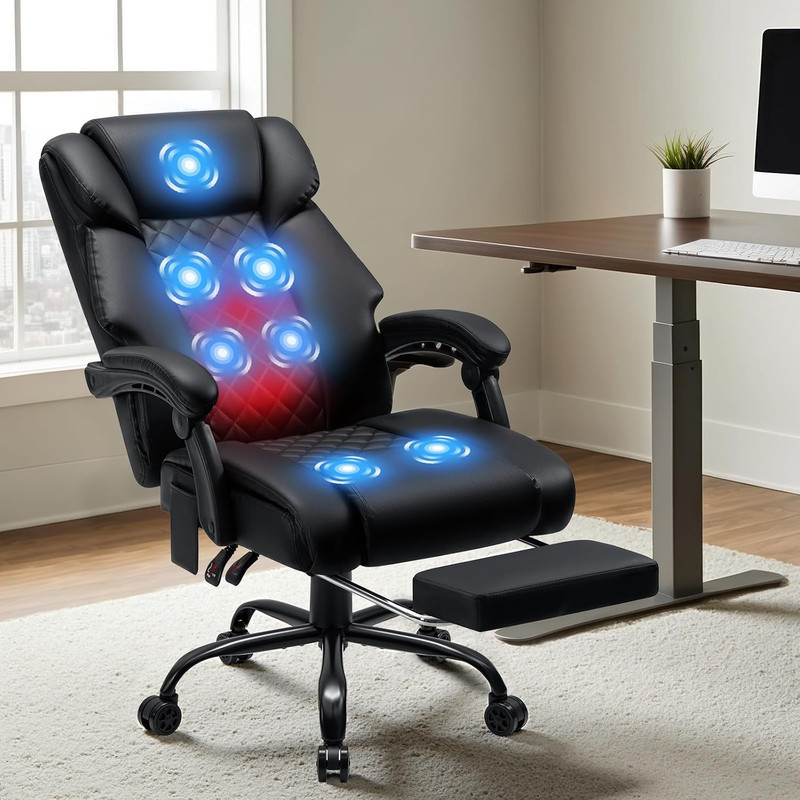 HOFFREE Massage Office Chair with Heat 7 Points Vibration Ergonomic Executive Of