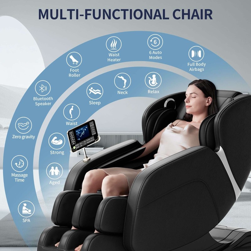 Full-Body Zero Gravity Massage Chair with Deep Tissue Rollers, Lcd, Touchscreen gallery