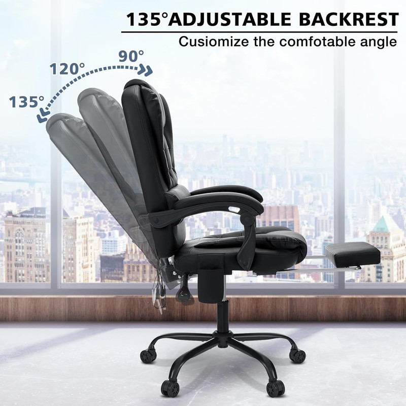 Massage Office Chair with Foot Rest 7 Points Vibration Ergonomic Executive Desk gallery