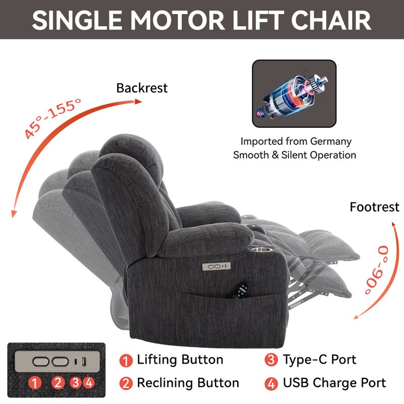 Heavy Duty Electric Massage Chairsm - Upto 350 LBS Chenille Power Recliner Chair gallery