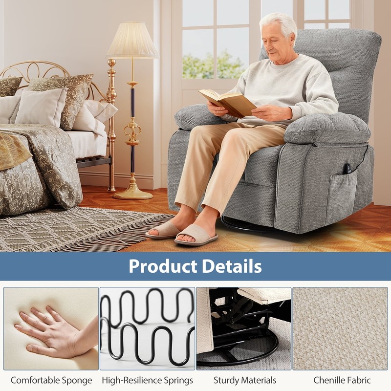 Swivel Rocker Recliner Chair with Vibration Massage & Lumbar Heating Recliner gallery