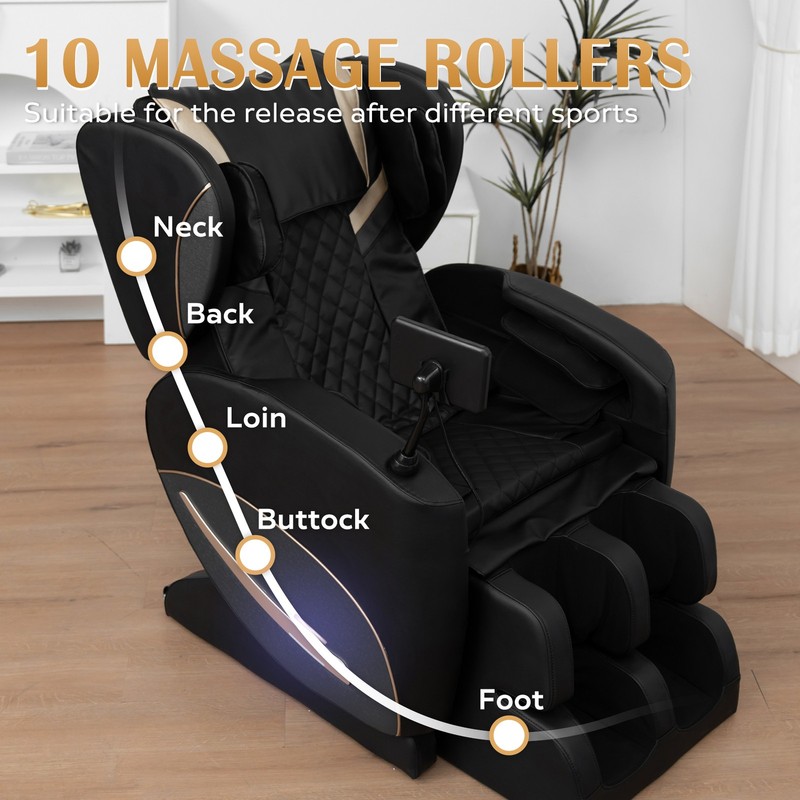 New Full Body Zero Gravity Massage Chair Recliner Heating, L-Track,5 Modes Black gallery