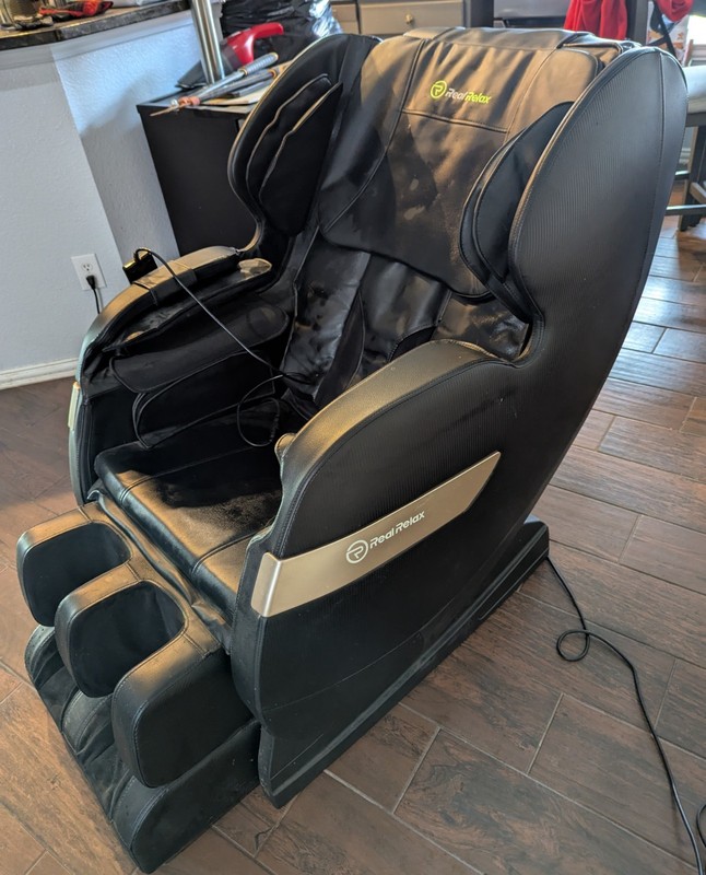 Real Relax Electric Massage Recliner Chair Black Faux Leather Remote Control gallery