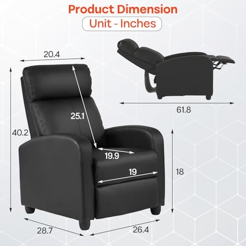 Recliner Sofa Massage Chair Home Theater Seating w Lumbar Support Black Leather gallery