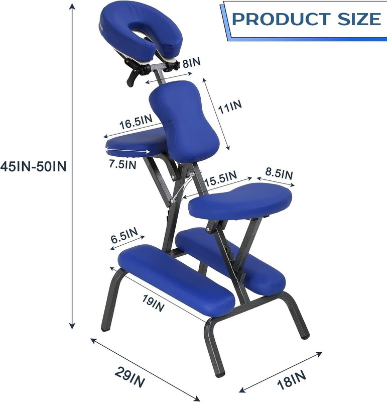 Portable Massage Chair with Adjustable Cradle & High-Density Foam - Blue gallery