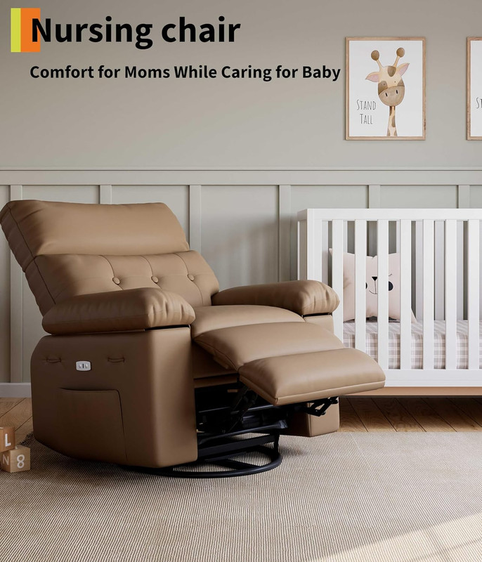 Oversized Power Rocker Swivel Recliner Chair - Heat and Massage, PU Leather Elec gallery