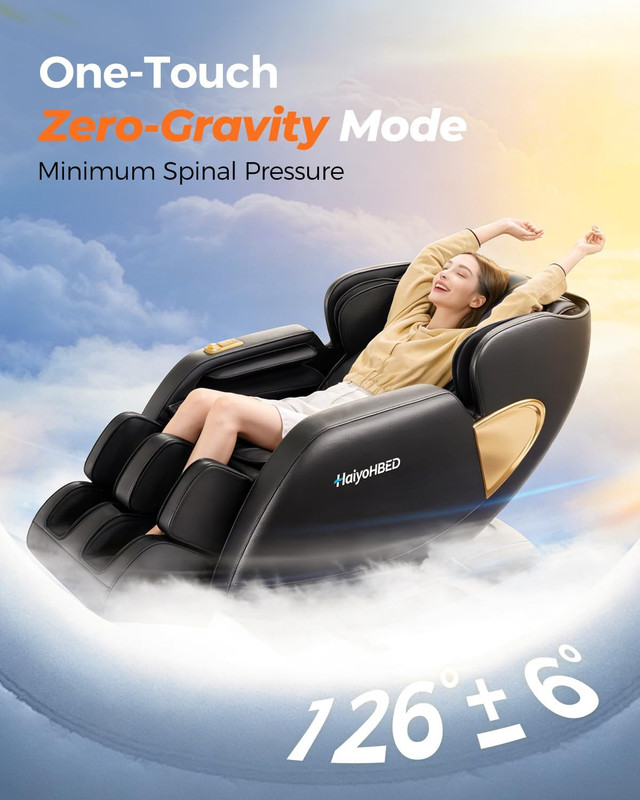 2026 Full Body Massage Chair with AI Control, Heated Recliner - Black gallery