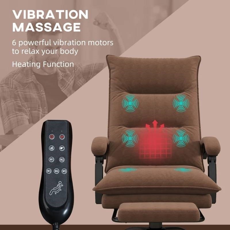 Brown Heated Executive Office Chair with Massage Function and Lumbar Support gallery