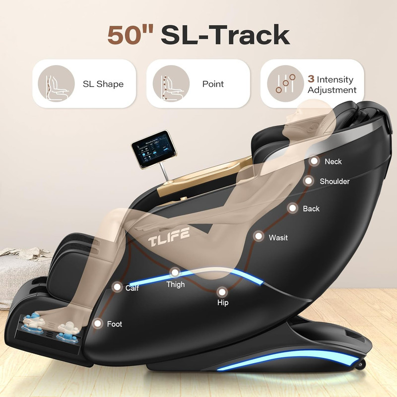 Full Body Shiatsu Massage Chair, Zero Gravity, 12 Auto Modes, Heating, Black gallery