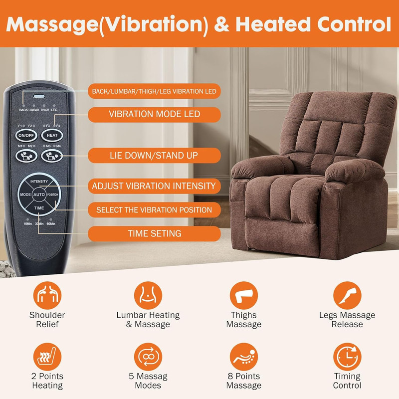 Power Lift Recliner Chair with Vibration Massage and Heat for Adults, Ergonomic gallery