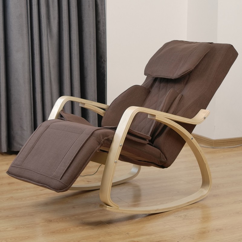 Massage Air Pressure Rocking Lounge Chair with Cotton Fabric Cushion Brown gallery