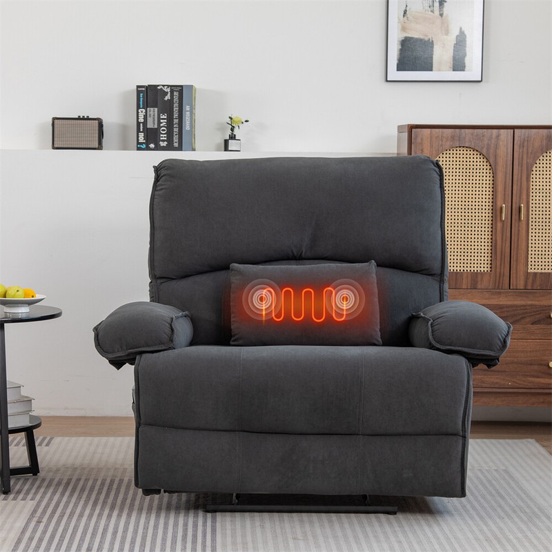 27.5" Oversized Manual Recliner Chair Sofa with Heating Vibration Capacity 350lb gallery