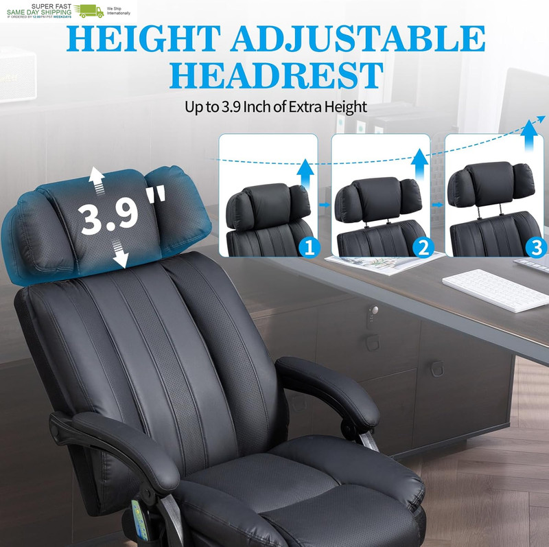 Massage Office Chair with Heat and 8 Vibration Points Big and Tall Executive Off gallery