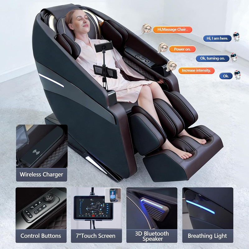 4D Shiatsu Massage Chair with Heat & AI Voice Control for Home & Office gallery