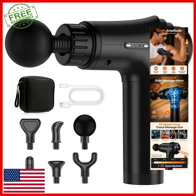 Youdgee Massage Gun 30 Speeds 6 Heads Deep Tissue Muscle Massager