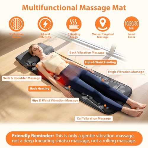 Vibration Massage Mat with Heat, Electric Full Body 57.87x19.7x1.18 Inch gallery