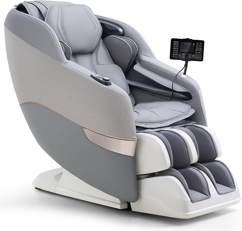 Full Body Shiatsu Massage Chair with Zero Gravity, Bluetooth & Heating - Grey