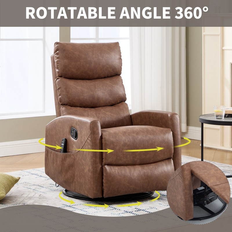 Heat Massage Manual Recliner Chair with Rocker and Swivel in Fabric gallery