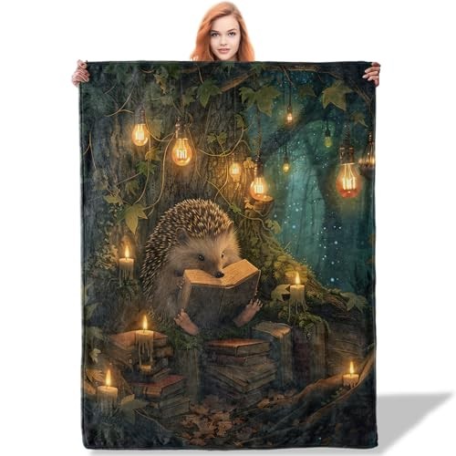 Throw Blanket for Women Girls Boys, Soft Flannel 50"x60" Cute Forest Hedgehog gallery