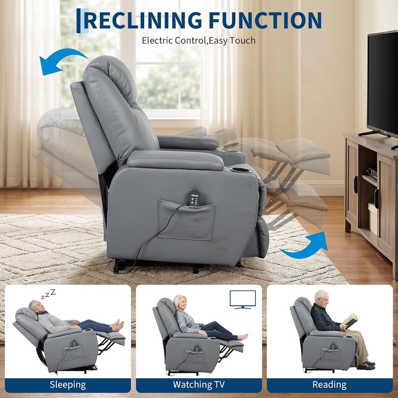 Power Lift Recliner Chair with 8-Point Vibration Massage & Lumbar Heating – Rock gallery
