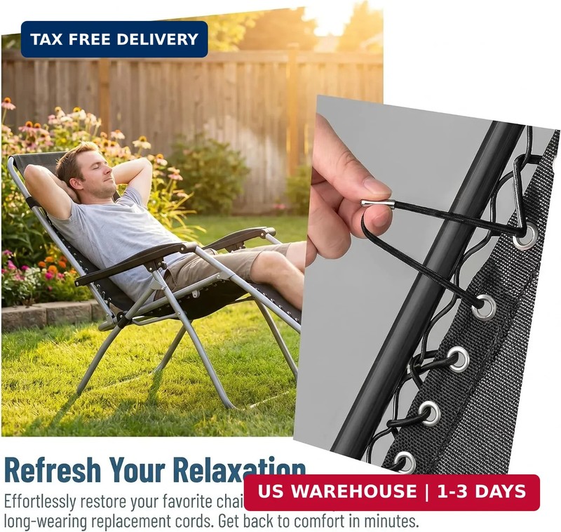 4 Pack Zero Gravity Chair Replacement Cords, 2 Long and 2 Short Bungee Repair Co gallery
