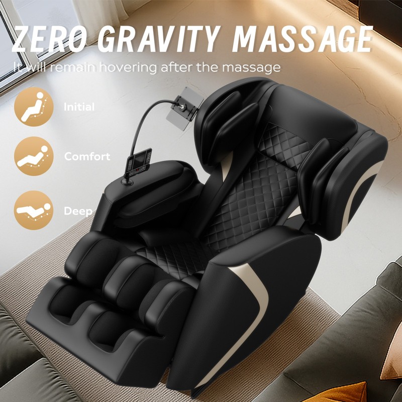 Zero Gravity Full Body Air Pressure Massage Chair Recliner Black gallery