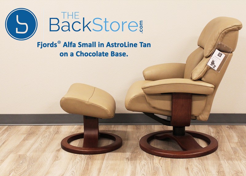 Fjords Alfa Small Recliner Chair and Ottoman AL 552 Tan Leather Lounger gallery