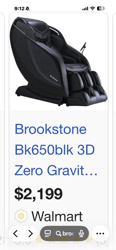 Brookstone BK-650 Zero Gravity Electric Massage Recliner, Black gallery