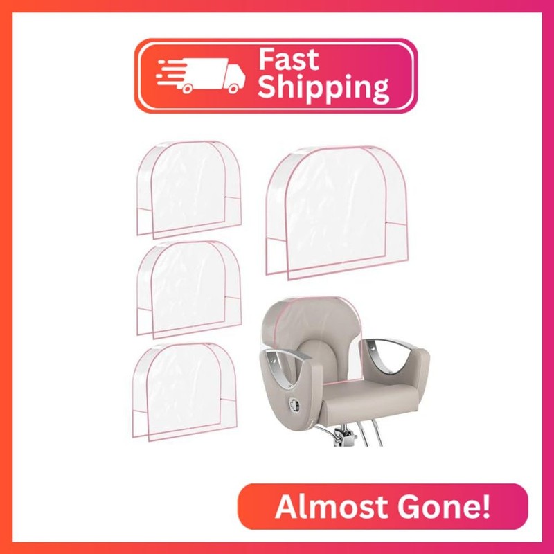 4Pcs Salon Chair Cover, Clear Round Barber Salon Chair Back Covers, Vinyl Chair