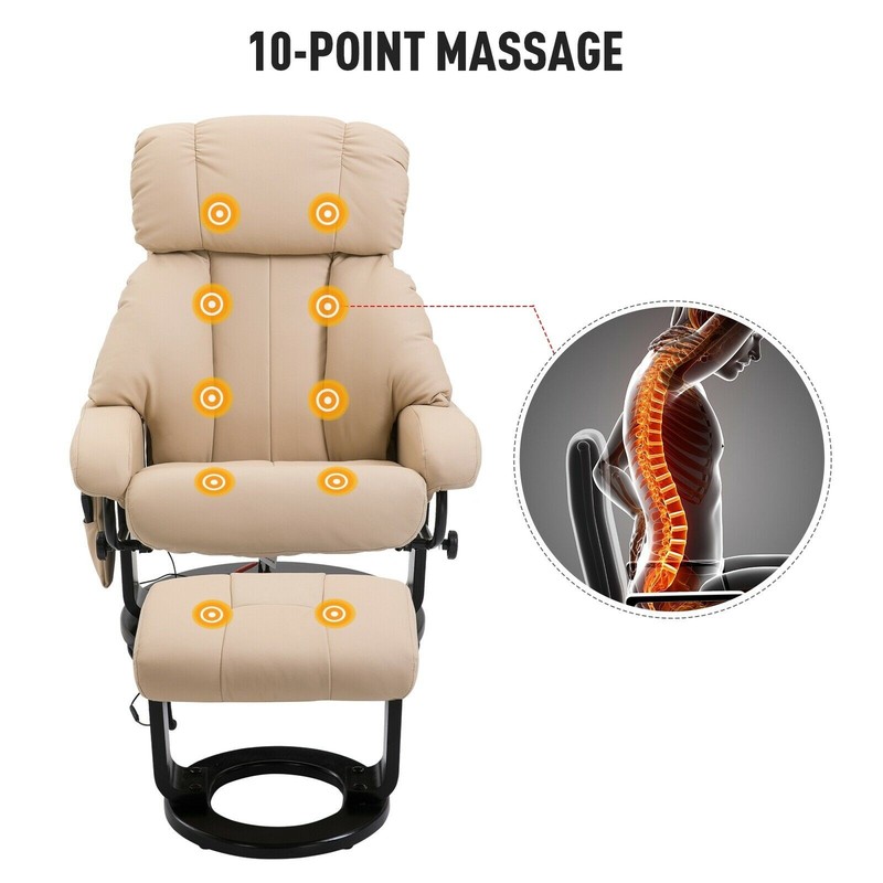 Recliner Chair and Ottoman Footrest Lounge Set 10 Vibration Motor Massage Swivel gallery